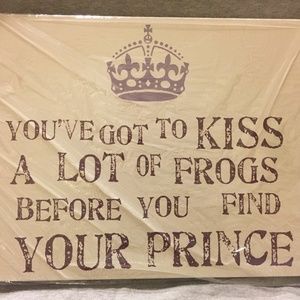 'Kiss A Lot of Frogs' Textual Art Canvas Wall Art